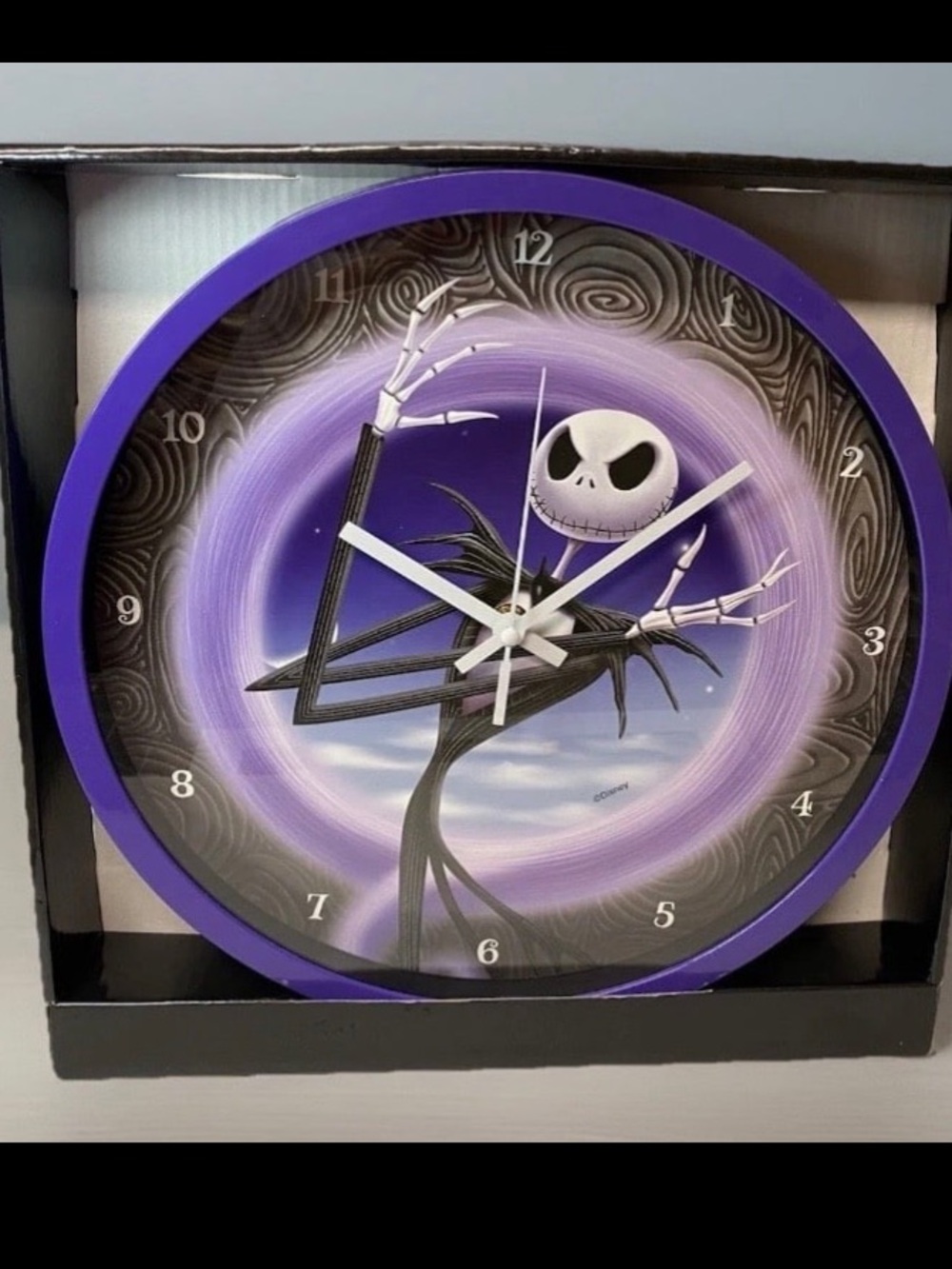 Themed Purple Wall Clock Featuring Iconic Skeleton Figure